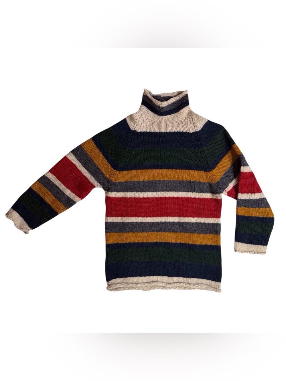 Vintage J Peterman  striped knit roll-neck/turtleneck 100% wool sweater size S